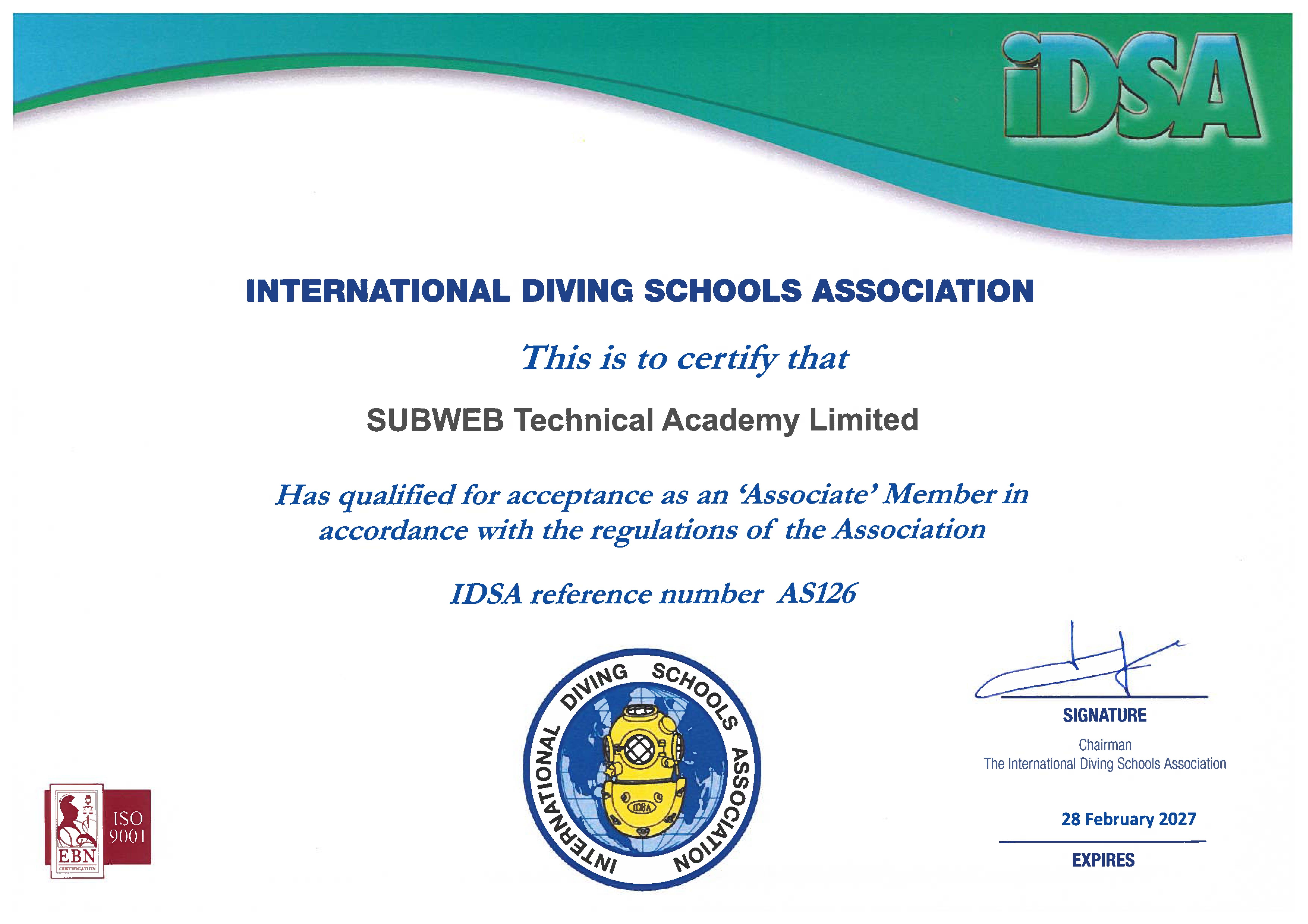 Subweb Technical Academy IDSA Certificate