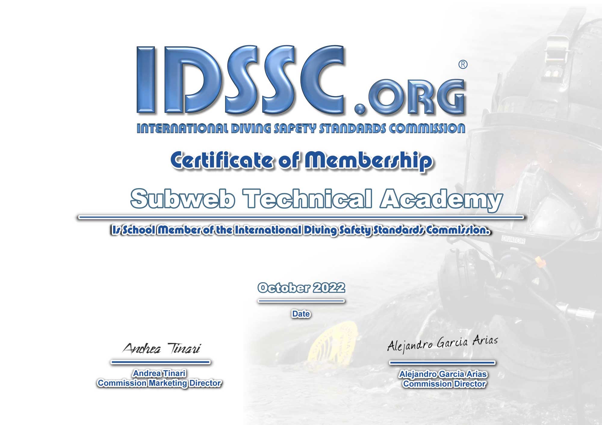 Subweb Technical Academy IDSSC Certificate